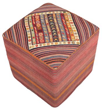 handgewebter Sumackkelim Afschar-Farsi-Madan-Sitzwürfel aus Persien Maß 46x46 cm