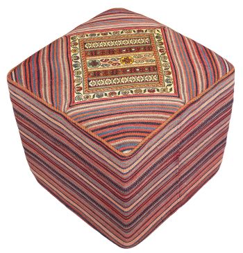 handgewebter Sumackkelim Afschar-Farsi-Madan-Sitzwürfel aus Persien Maß 46x46 cm