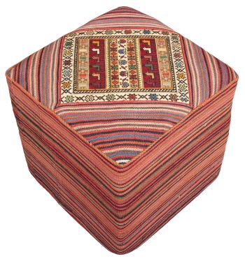 handgewebter Sumackkelim Afschar-Farsi-Madan-Sitzwürfel aus Persien Maß 46x46 cm