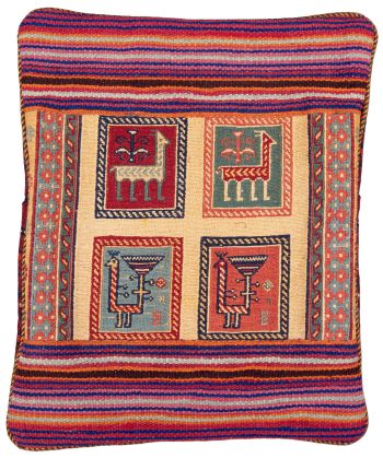handgewebter Sumackkelim Afschar-Tabii-Kissen aus Persien Maß 47x45 cm