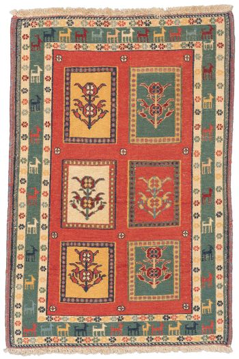 handgewebter Sumackkelim Afschar-Tabii aus Persien Maß 113x77 cm