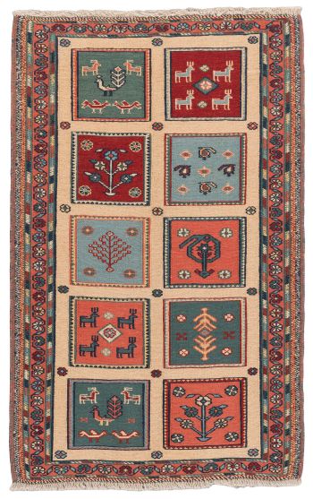 handgewebter Sumackkelim Afschar-Tabii aus Persien Maß 117x74 cm