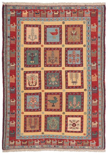 handgewebter Sumackkelim Afschar-Tabii aus Persien Maß 118x85 cm