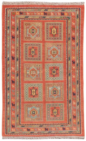 handgewebter Sumackkelim Afschar-Tabii aus Persien Maß 123x77 cm