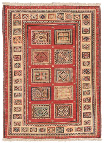 handgewebter Sumackkelim Afschar-Tabii aus Persien Maß 134x98 cm