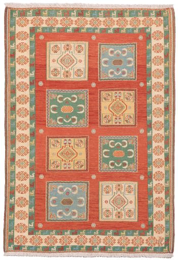 handgewebter Sumackkelim Afschar-Tabii aus Persien Maß 143x100 cm