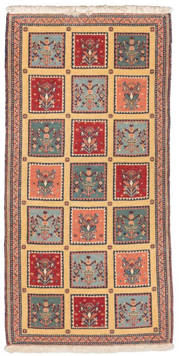 handgewebter Sumackkelim Afschar-Tabii aus Persien Maß 143x71 cm