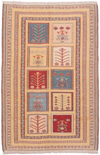 handgewebter Sumackkelim Afschar-Tabii aus Persien Maß 147x98 cm