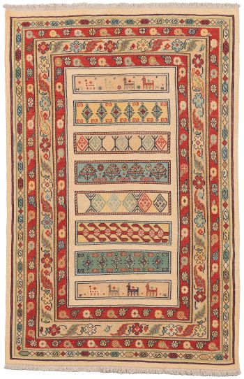 handgewebter Sumackkelim Afschar-Tabii aus Persien Maß 148x97 cm