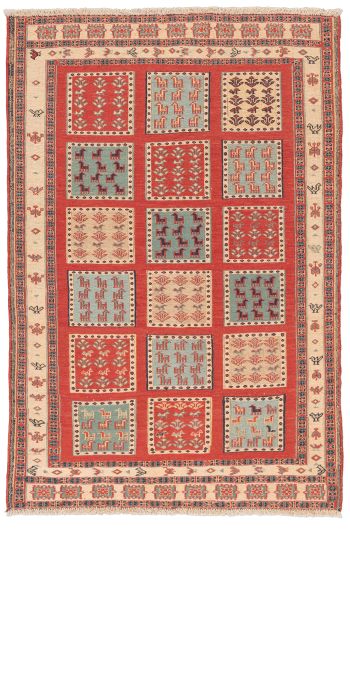 handgewebter Sumackkelim Afschar-Tabii aus Persien Maß 156x106 cm