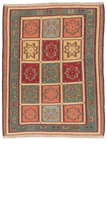 handgewebter Sumackkelim Afschar-Tabii aus Persien Maß 165x128 cm