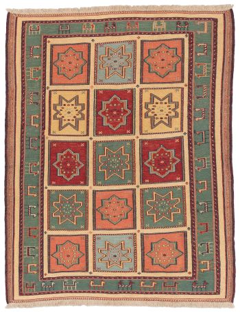 handgewebter Sumackkelim Afschar-Tabii aus Persien Maß 165x128 cm