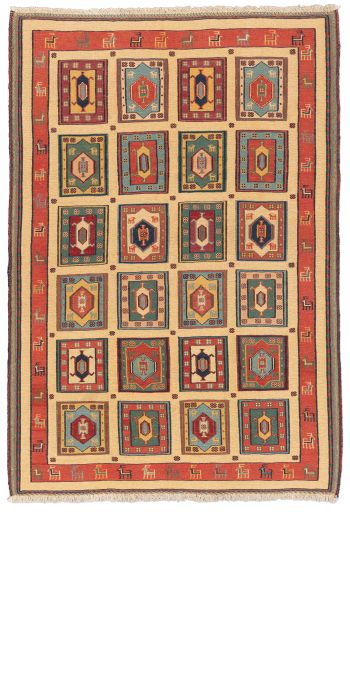 handgewebter Sumackkelim Afschar-Tabii aus Persien Maß 174x120 cm