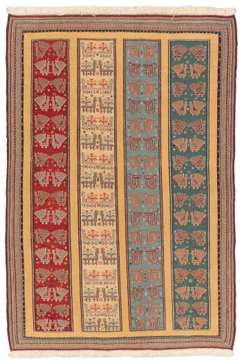 handgewebter Sumackkelim Afschar-Tabii aus Persien Maß 175x120 cm