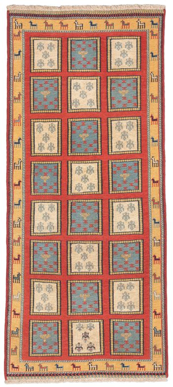 handgewebter Sumackkelim Afschar-Tabii aus Persien Maß 176x80 cm