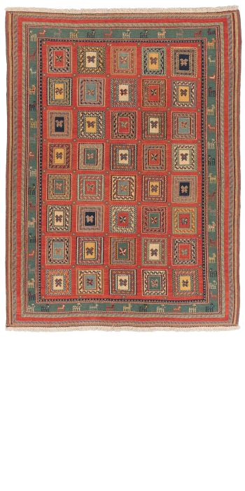 handgewebter Sumackkelim Afschar-Tabii aus Persien Maß 177x134 cm