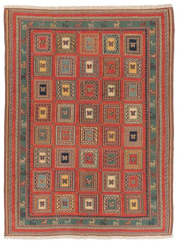 handgewebter Sumackkelim Afschar-Tabii aus Persien Maß 177x134 cm