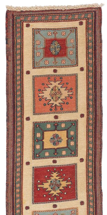 handgewebter Sumackkelim Afschar-Tabii aus Persien Maß 183x53 cm