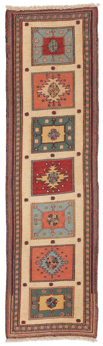 handgewebter Sumackkelim Afschar-Tabii aus Persien Maß 183x53 cm