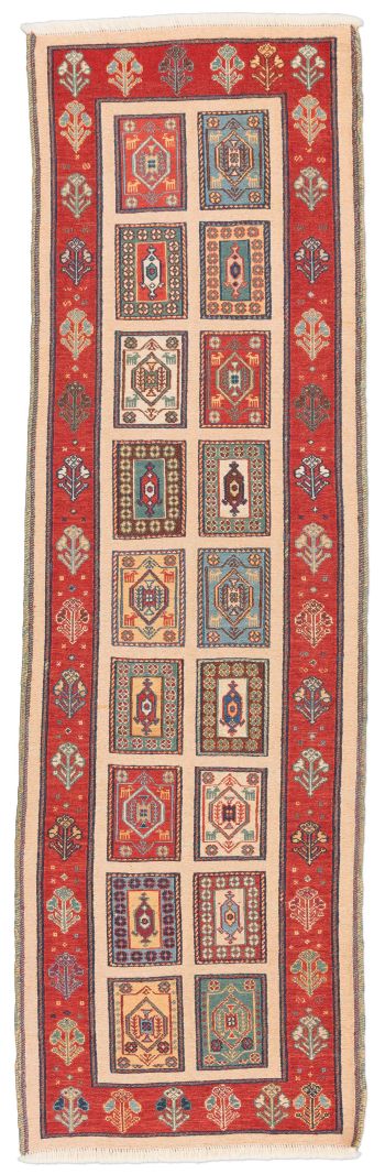 handgewebter Sumackkelim Afschar-Tabii aus Persien Maß 185x56 cm