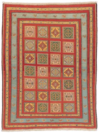 handgewebter Sumackkelim Afschar-Tabii aus Persien Maß 188x147 cm