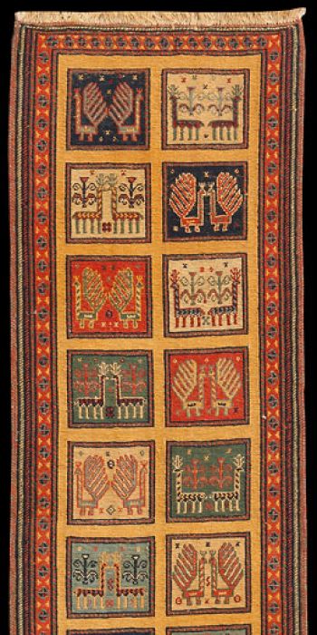 handgewebter Sumackkelim Afschar-Tabii aus Persien Maß 189x57 cm
