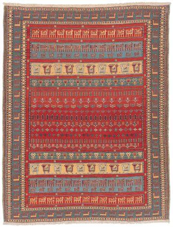 handgewebter Sumackkelim Afschar-Tabii aus Persien Maß 192x147 cm