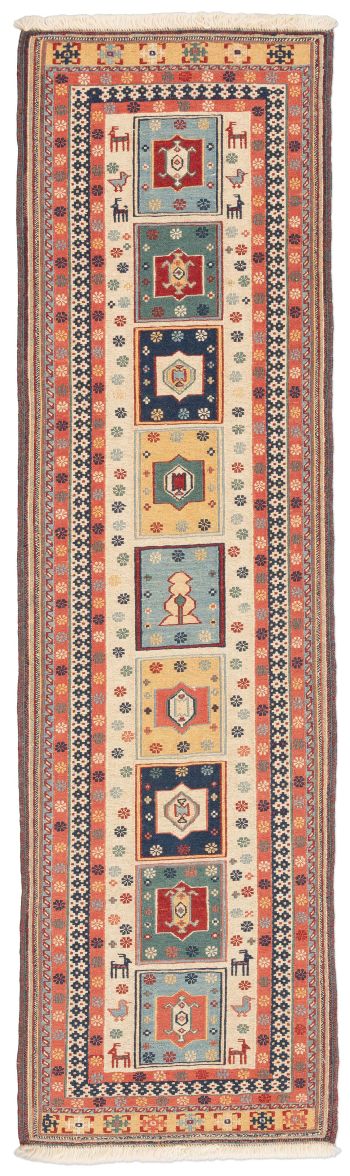 handgewebter Sumackkelim Afschar-Tabii aus Persien Maß 192x57 cm