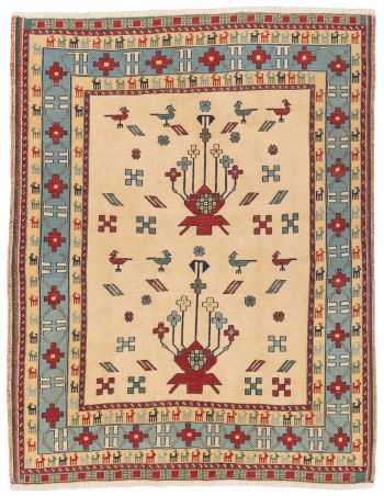 handgewebter Sumackkelim Afschar-Tabii aus Persien Maß 193x153 cm