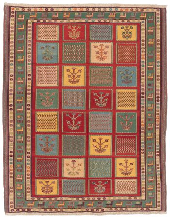 handgewebter Sumackkelim Afschar-Tabii aus Persien Maß 194x155 cm