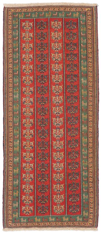 handgewebter Sumackkelim Afschar-Tabii aus Persien Maß 194x83 cm