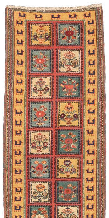 handgewebter Sumackkelim Afschar-Tabii aus Persien Maß 195x73 cm