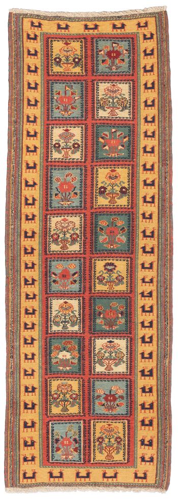 handgewebter Sumackkelim Afschar-Tabii aus Persien Maß 195x73 cm