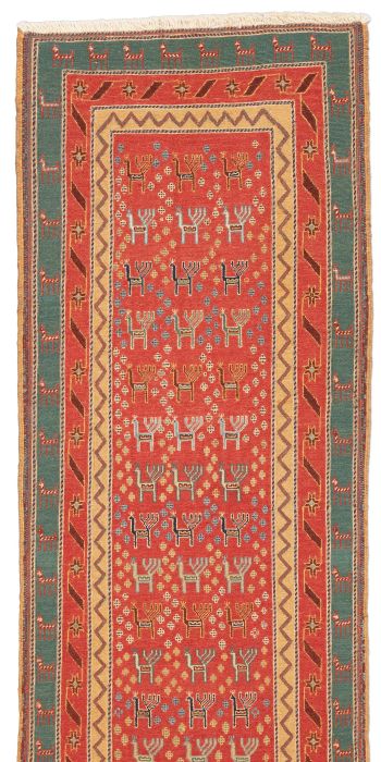 handgewebter Sumackkelim Afschar-Tabii aus Persien Maß 195x77 cm