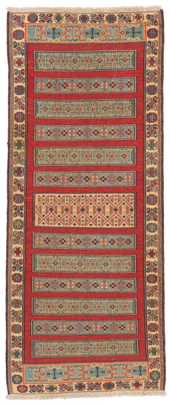 handgewebter Sumackkelim Afschar-Tabii aus Persien Maß 195x80 cm