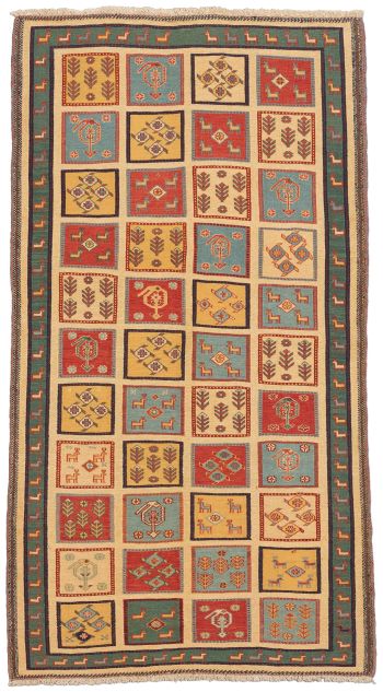 handgewebter Sumackkelim Afschar-Tabii aus Persien Maß 197x108 cm