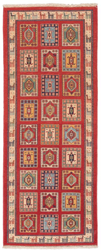 handgewebter Sumackkelim Afschar-Tabii aus Persien Maß 200x79 cm