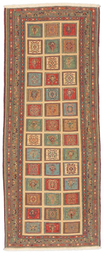 handgewebter Sumackkelim Afschar-Tabii aus Persien Maß 203x80 cm