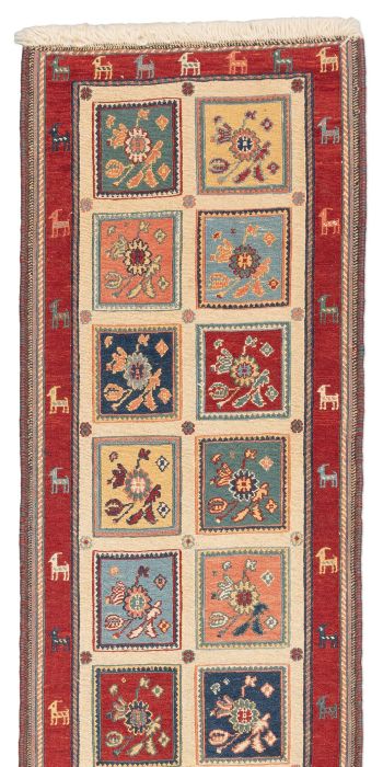 handgewebter Sumackkelim Afschar-Tabii aus Persien Maß 204x54 cm