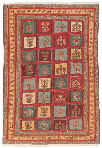 handgewebter Sumackkelim Afschar-Tabii aus Persien Maß 206x140 cm