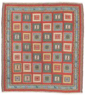 handgewebter Sumackkelim Afschar-Tabii aus Persien Maß 206x192 cm