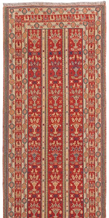 handgewebter Sumackkelim Afschar-Tabii aus Persien Maß 218x87 cm