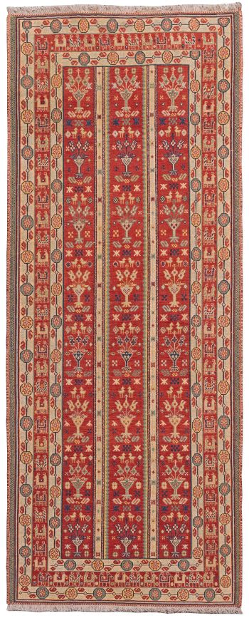 handgewebter Sumackkelim Afschar-Tabii aus Persien Maß 218x87 cm