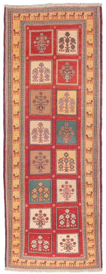 handgewebter Sumackkelim Afschar-Tabii aus Persien Maß 220x83 cm