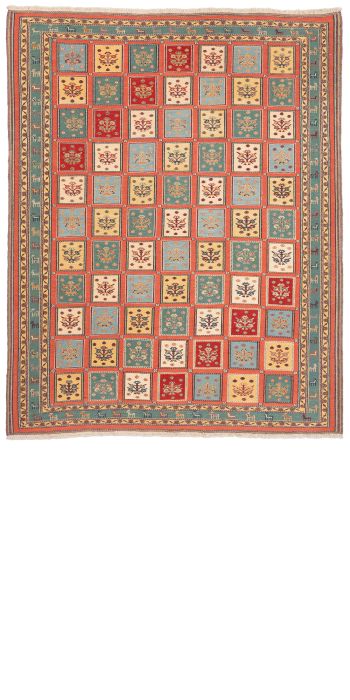 handgewebter Sumackkelim Afschar-Tabii aus Persien Maß 244x196 cm