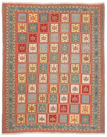 handgewebter Sumackkelim Afschar-Tabii aus Persien Maß 244x196 cm