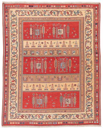 handgewebter Sumackkelim Afschar-Tabii aus Persien Maß 244x197 cm