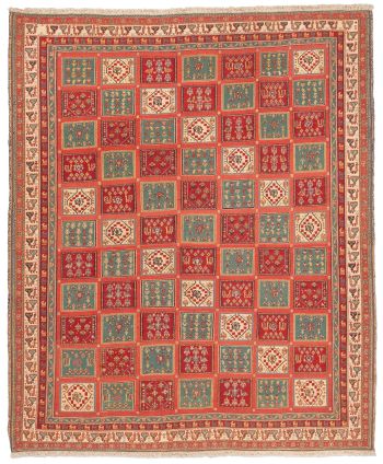 handgewebter Sumackkelim Afschar-Tabii aus Persien Maß 249x210 cm