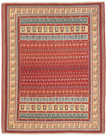 handgewebter Sumackkelim Afschar-Tabii aus Persien Maß 262x197 cm