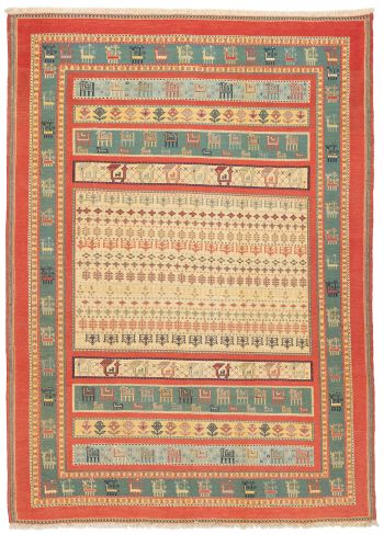 handgewebter Sumackkelim Afschar-Tabii aus Persien Maß 283x202 cm